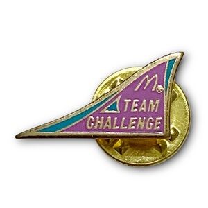 McDonald’s Pin Team Challenge 90s Purple Teal Gold Pendant Shape Metal Lapel Pin